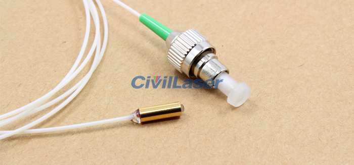 Single Core Optical Colimador de fibra Gold Plated Tube C-Lens APC Connector